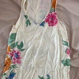 Z Supply Floral Midi Dress - Cream with Pink and Orange